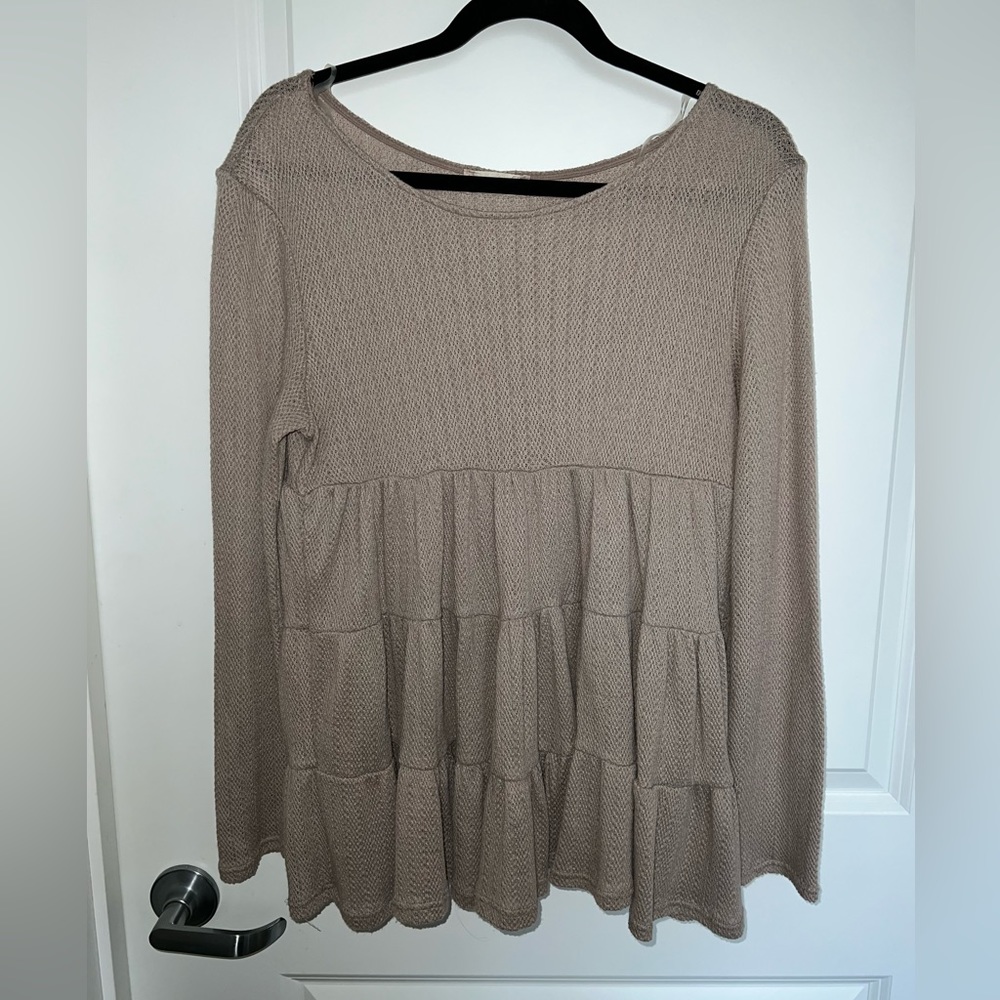 Altar’d State tan tiered shirt
